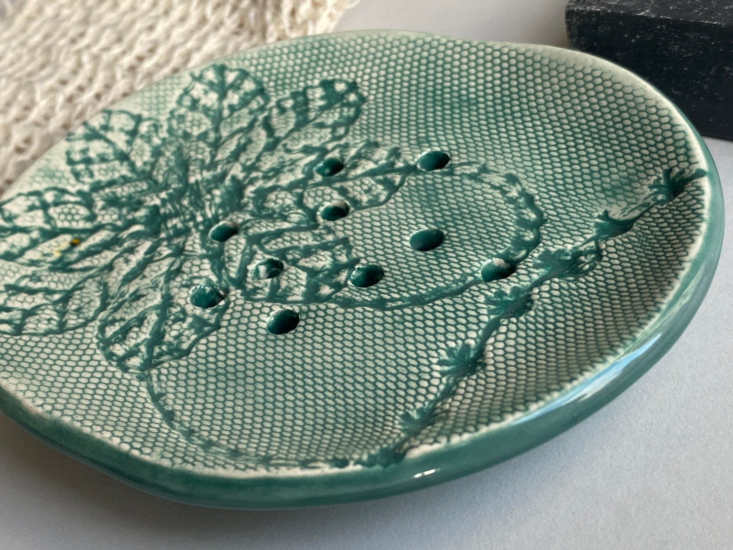 Handmade Ceramic Soap Dish Green