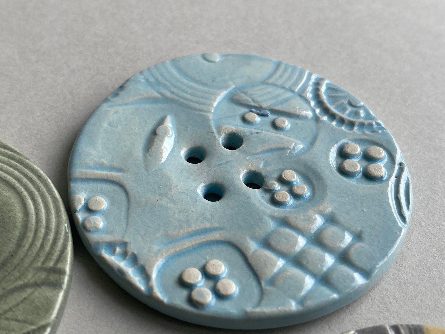Extra large 47mm Round handmade Ceramic Button choice of 4