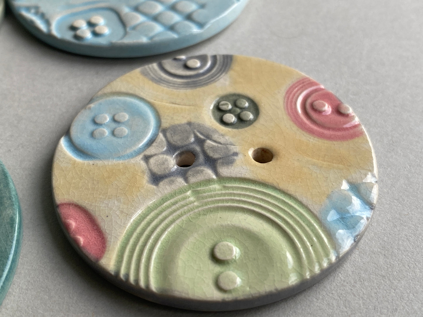 Extra large 47mm Round handmade Ceramic Button choice of 4