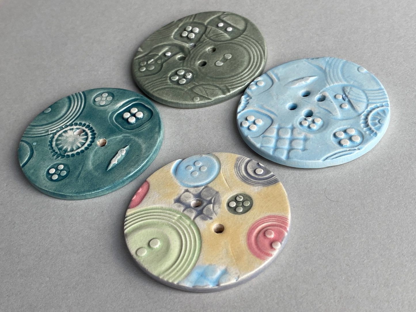 Extra large 47mm Round handmade Ceramic Button choice of 4