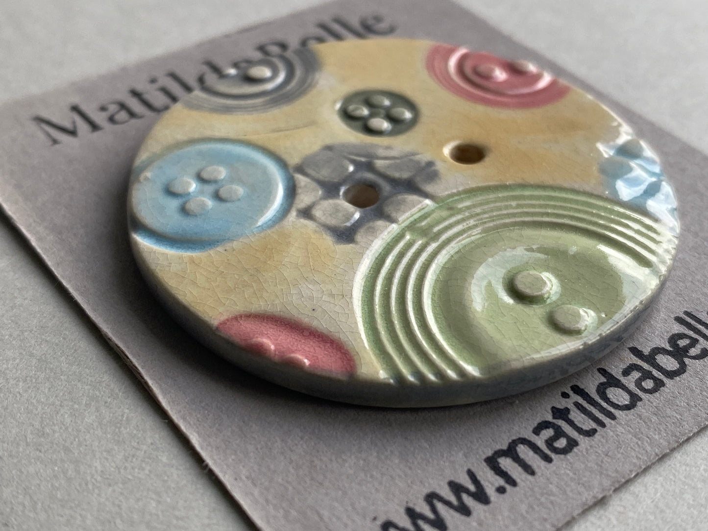 Extra large 47mm Round handmade Ceramic Button choice of 4