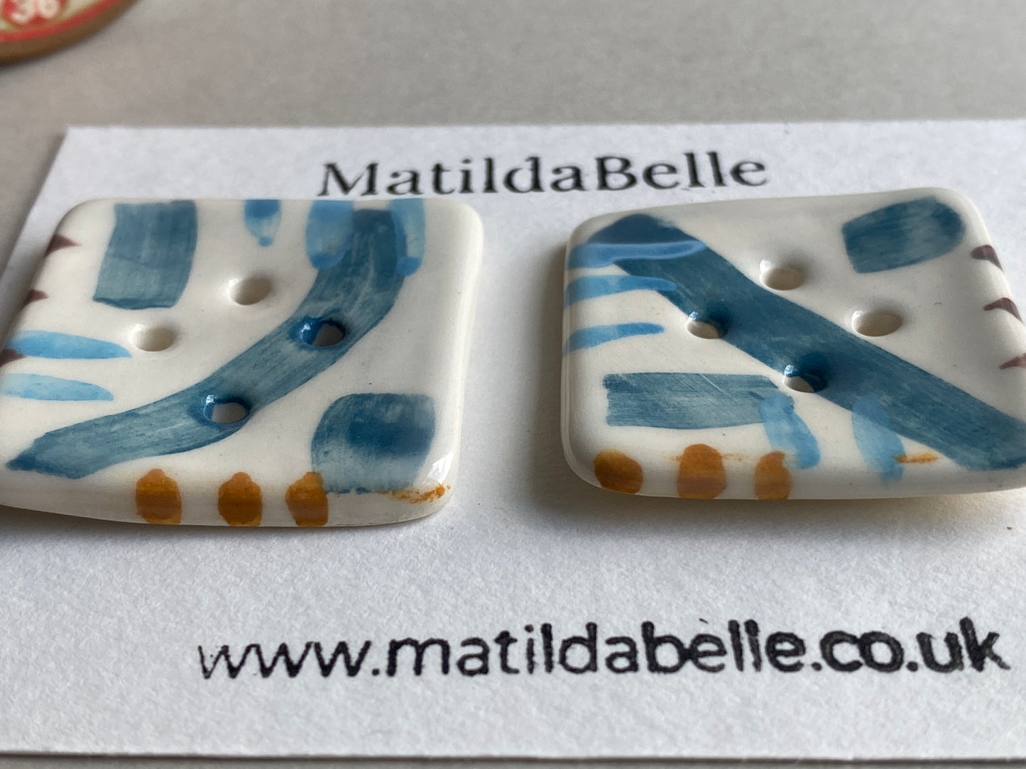 20mm set of Four square handmade Buttons