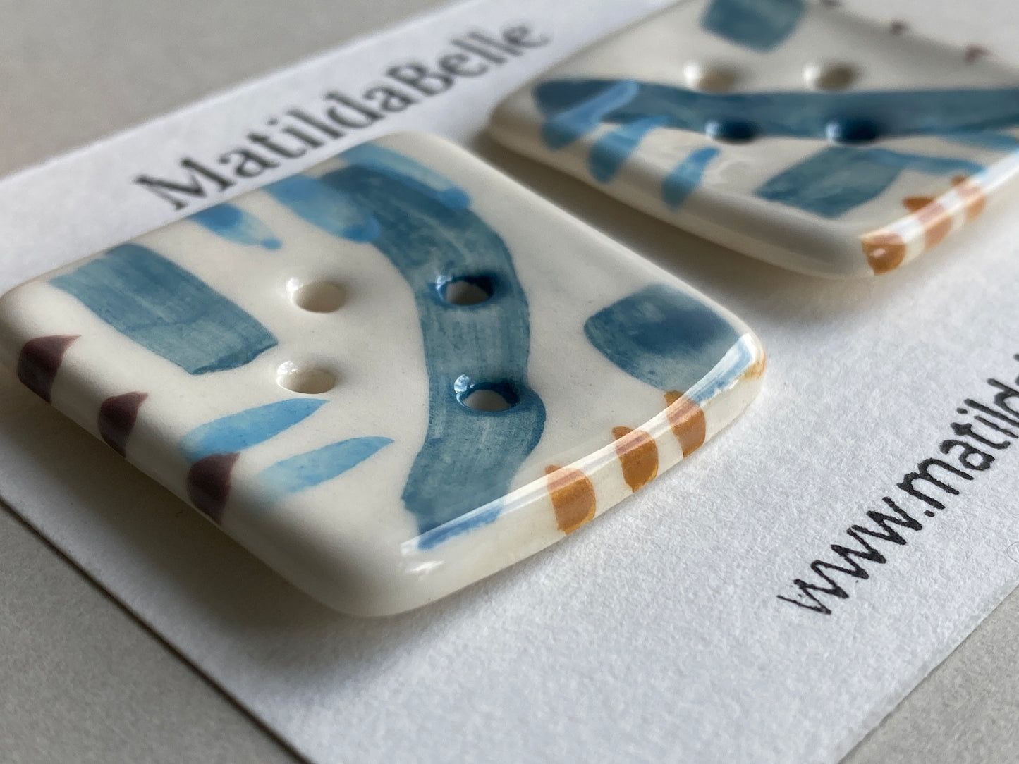 20mm set of Four square handmade Buttons