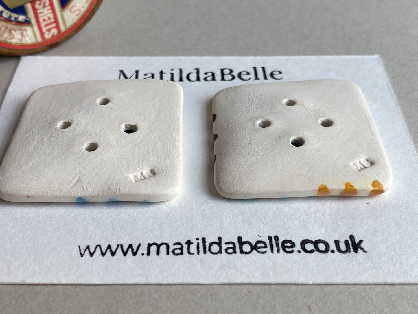 20mm set of Four square handmade Buttons