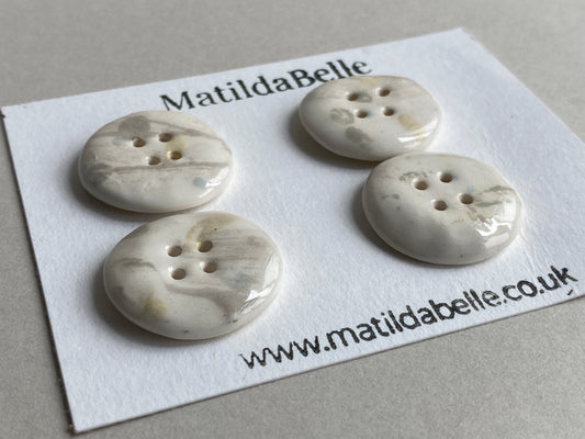 Buttons set of Four Rustic Chunky round 26mm Buttons