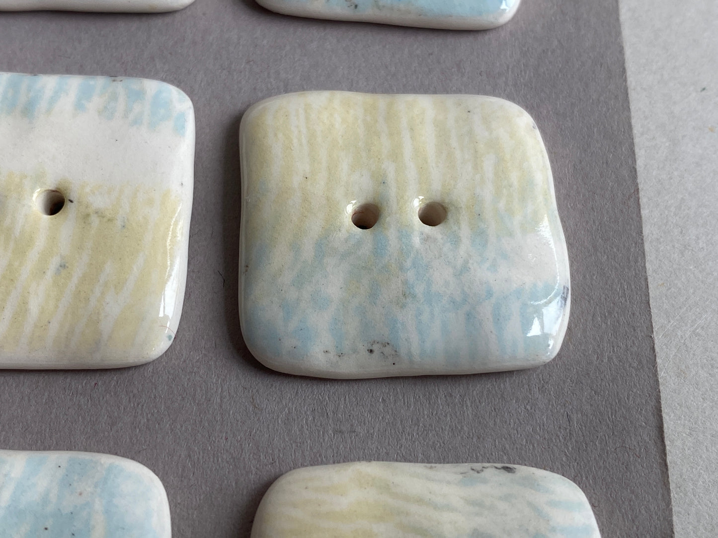 Buttons set of 6 Large 25mm Handmade Square Ceramic Buttons