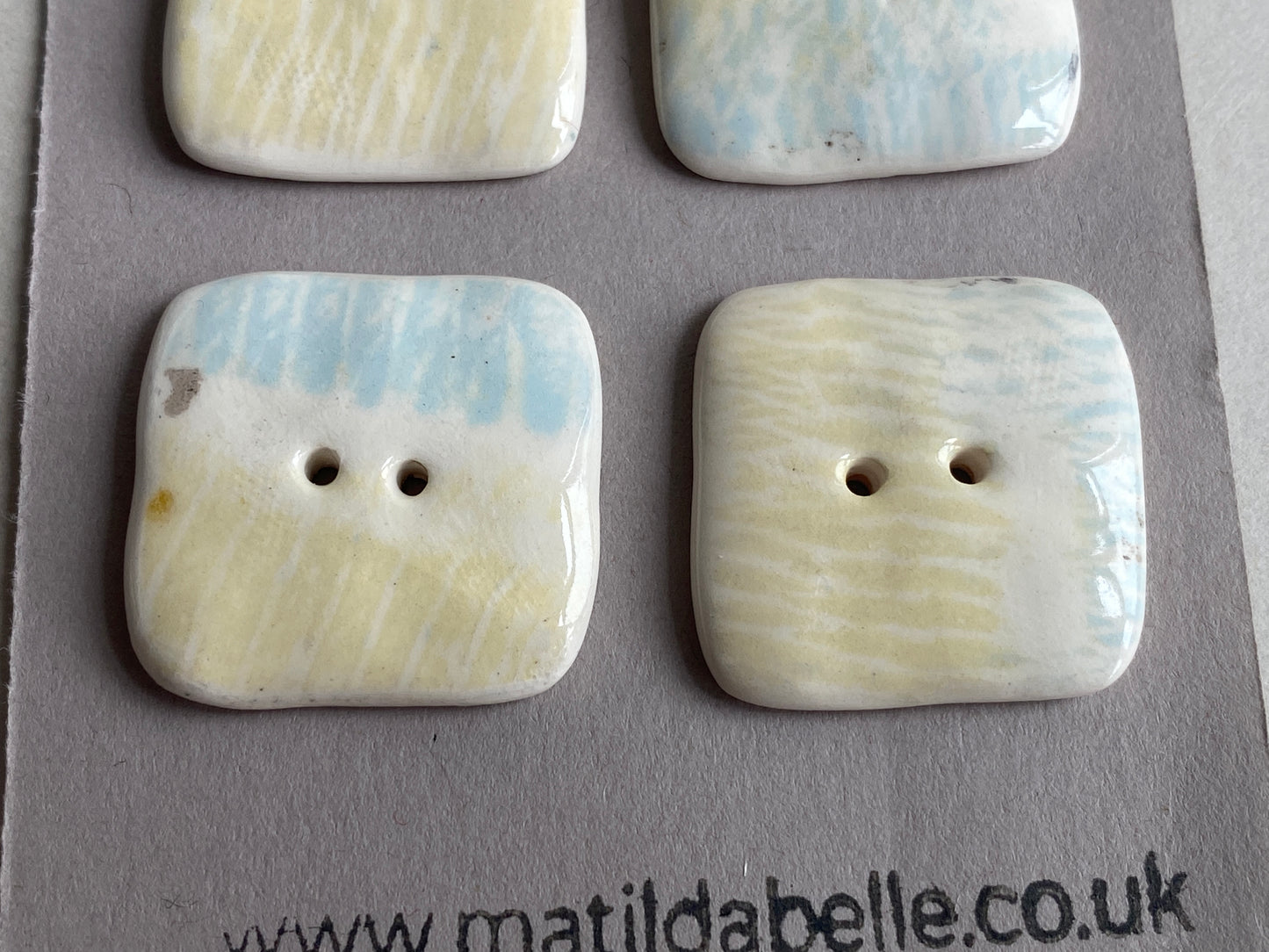 Buttons set of 6 Large 25mm Handmade Square Ceramic Buttons