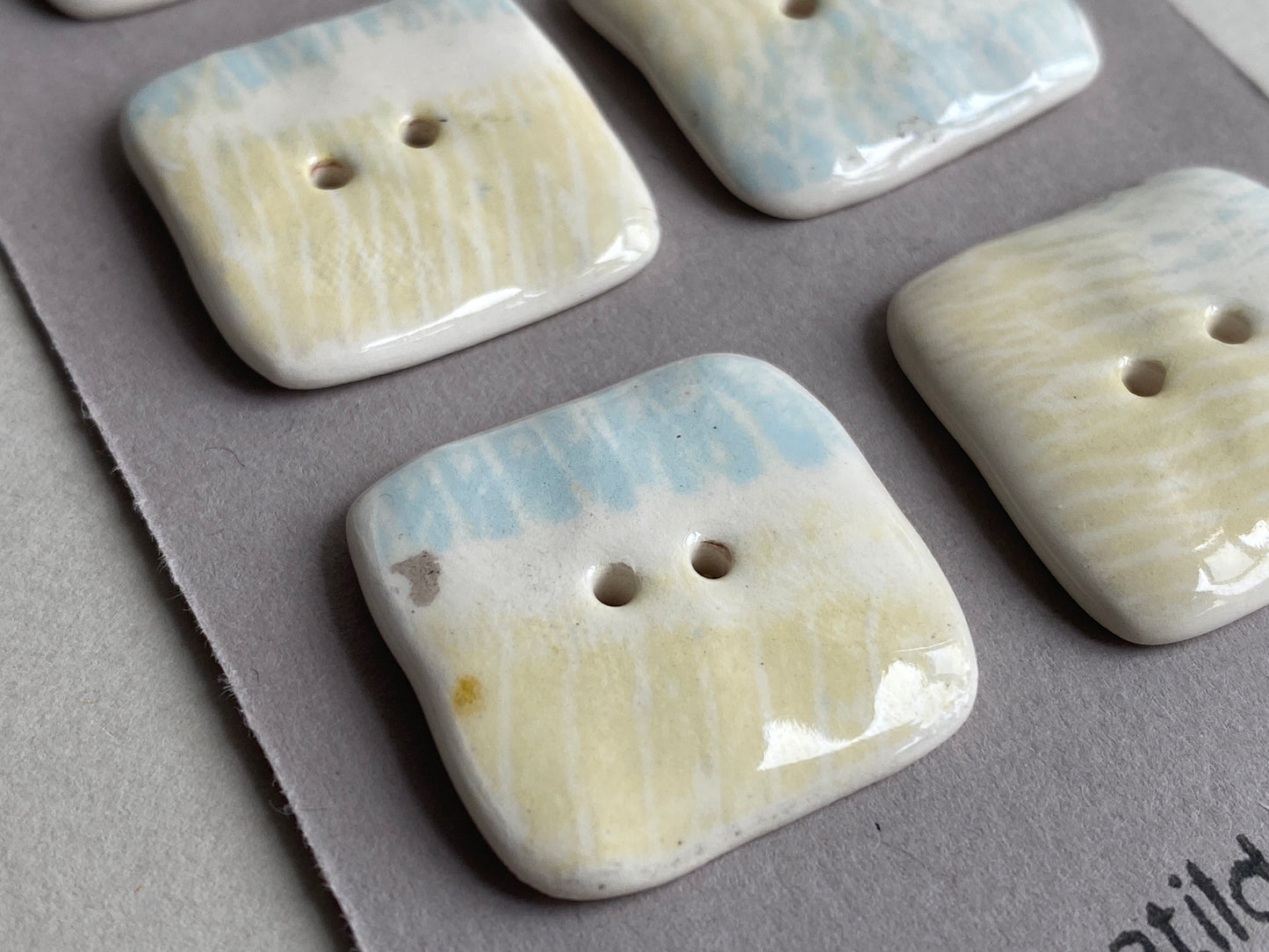 Buttons set of 6 Large 25mm Handmade Square Ceramic Buttons