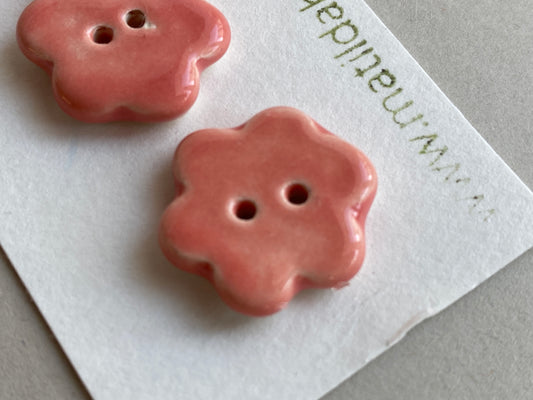 Buttons set of 5 handmade Flower 20mm Ceramic Buttons