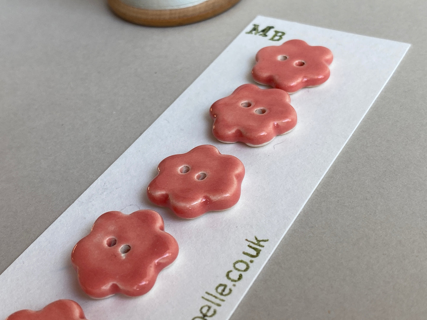 Buttons set of 5 handmade Flower 20mm Ceramic Buttons