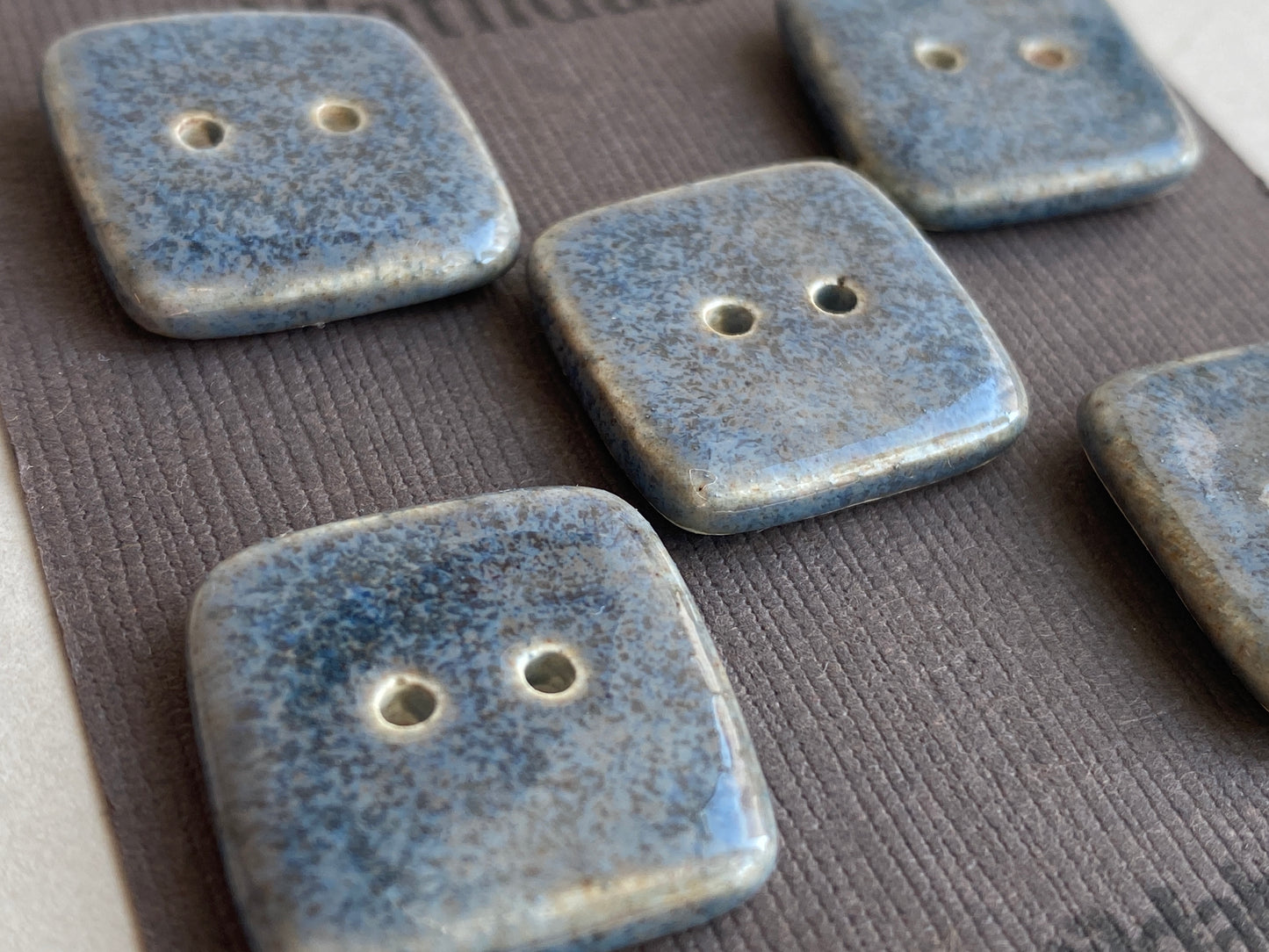 Buttons set of Five Large 20mm Square Handmade Ceramic Buttons choice of colours