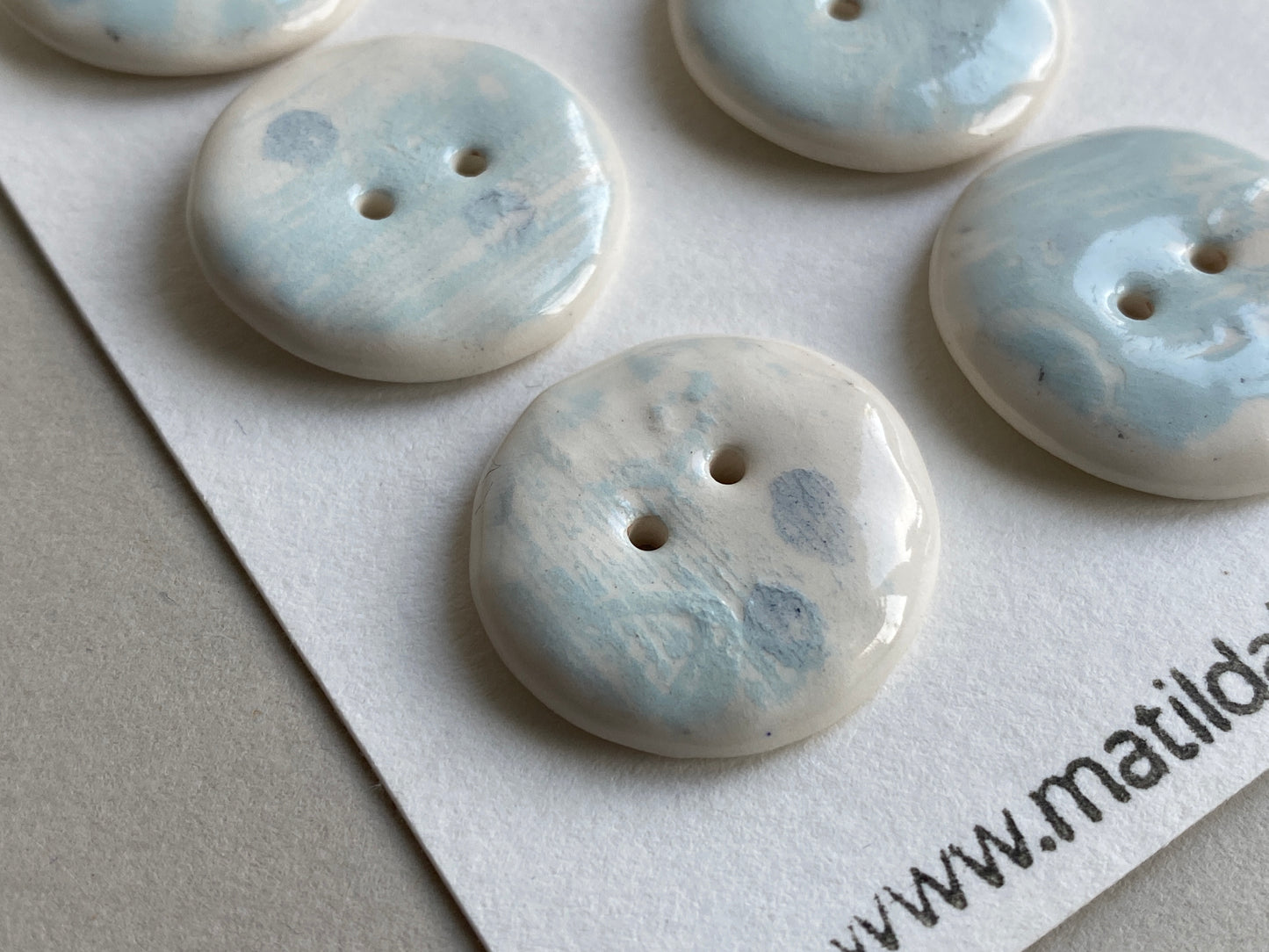 Buttons set of six Round 25mm handmade ceramic buttons