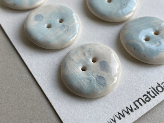 Buttons set of six Round 25mm handmade ceramic buttons
