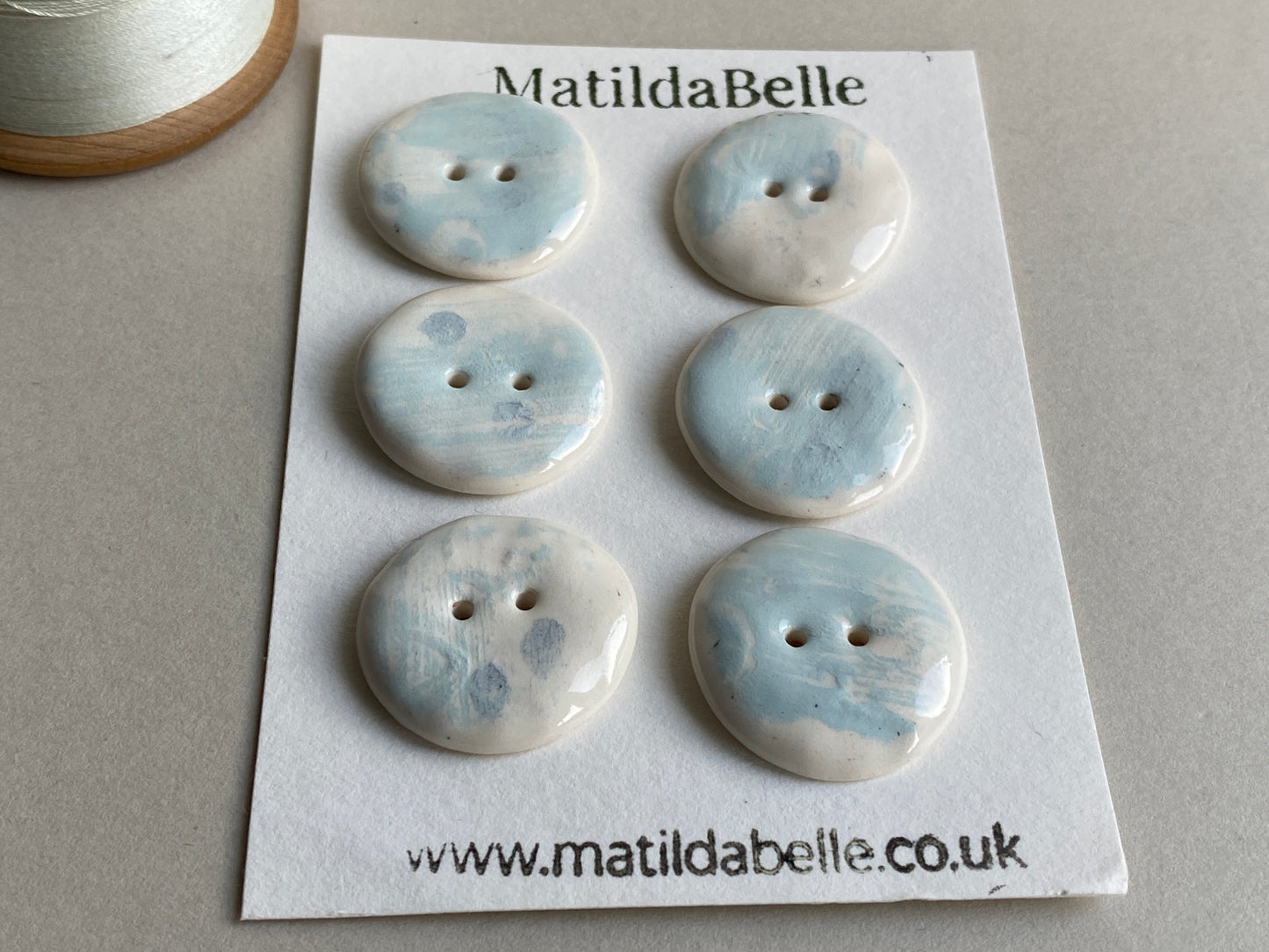 Buttons set of six Round 25mm handmade ceramic buttons