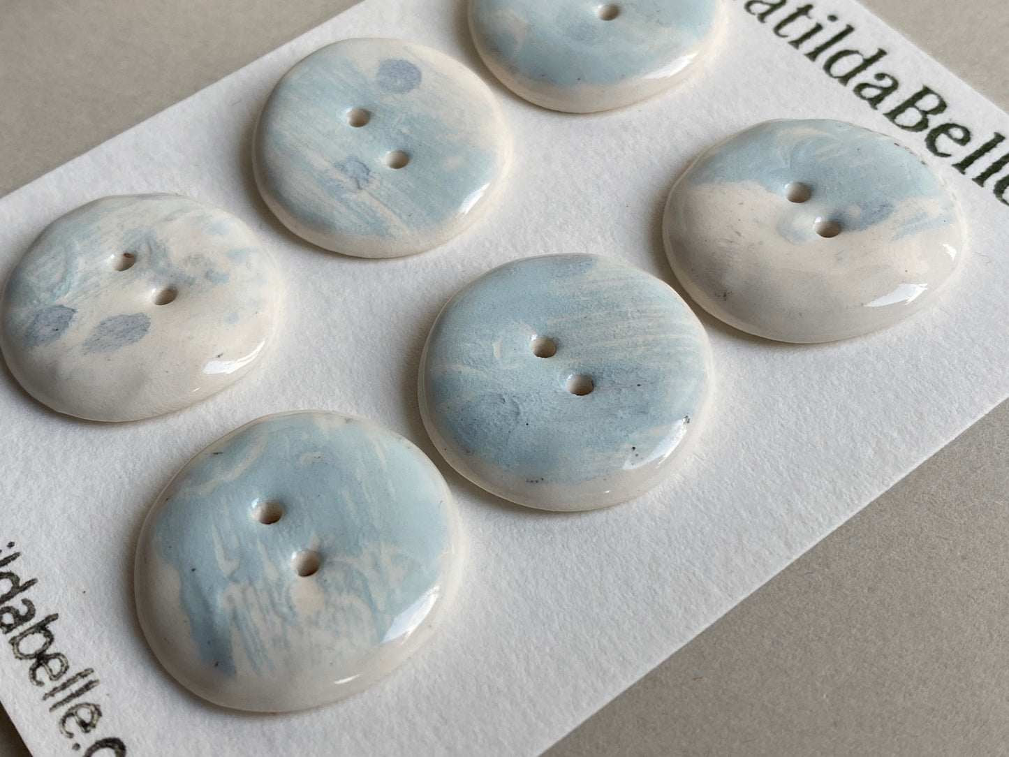 Buttons set of six Round 25mm handmade ceramic buttons