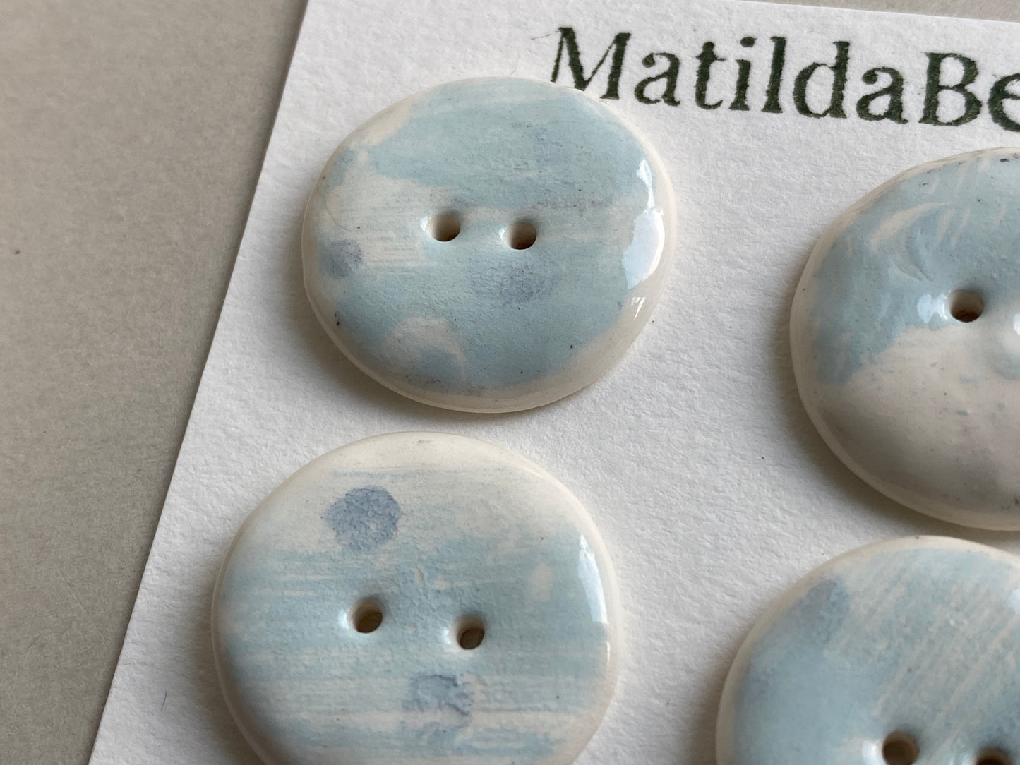 Buttons set of six Round 25mm handmade ceramic buttons