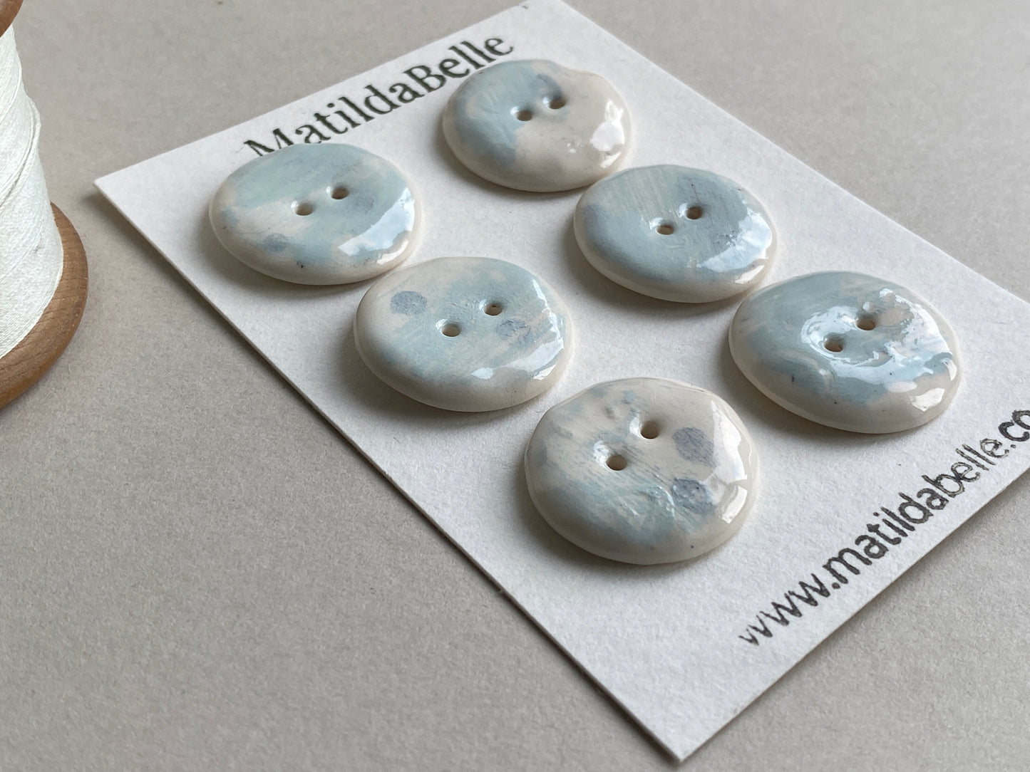 Buttons set of six Round 25mm handmade ceramic buttons