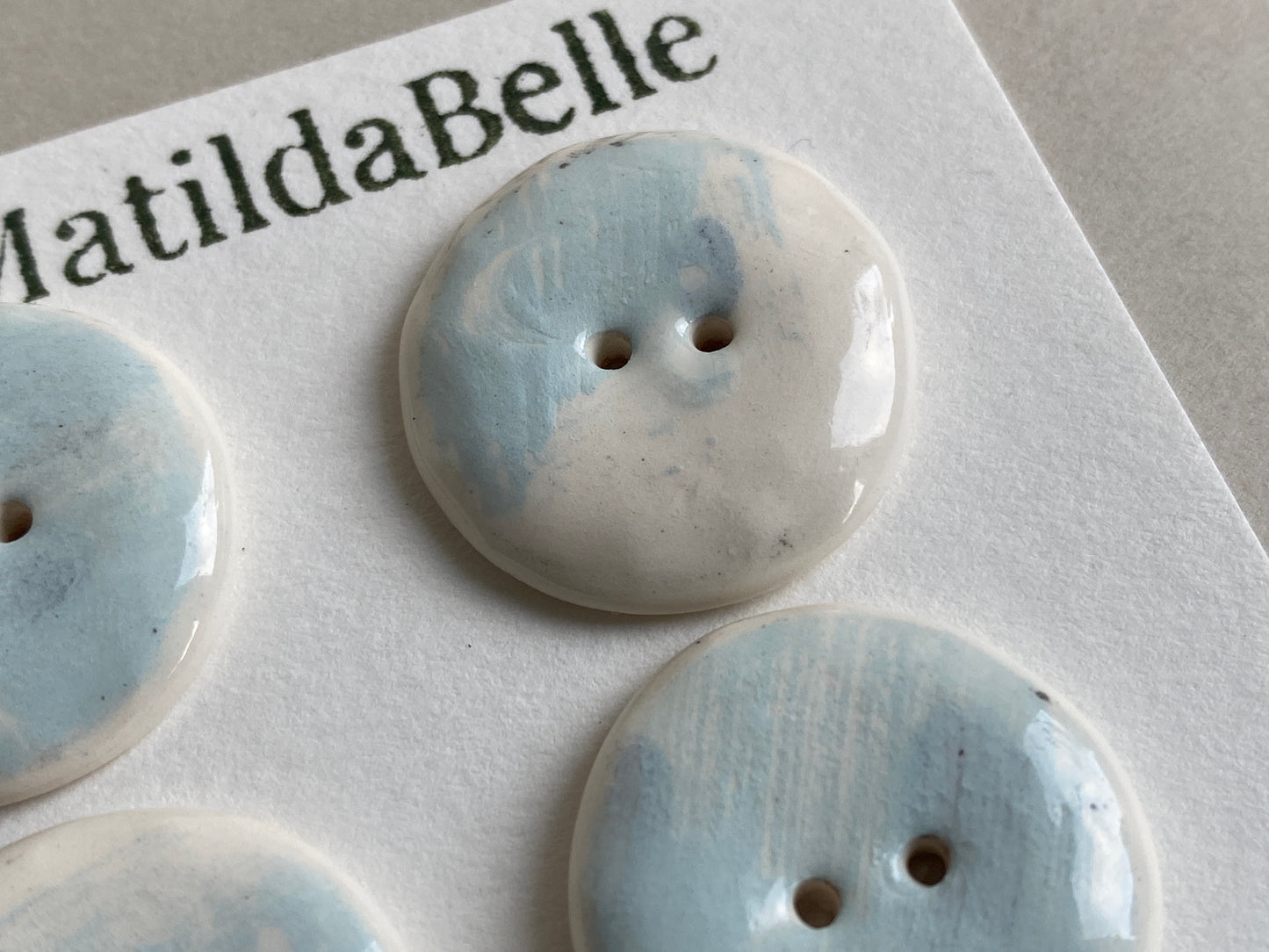 Buttons set of six Round 25mm handmade ceramic buttons