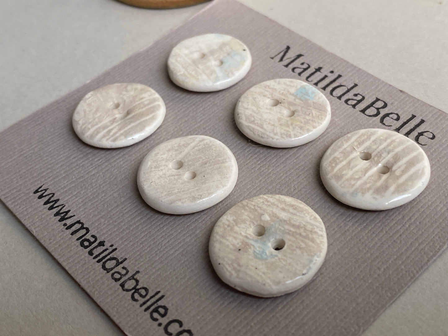 Buttons set of Six 18mm Handmade Round Ceramic Buttons