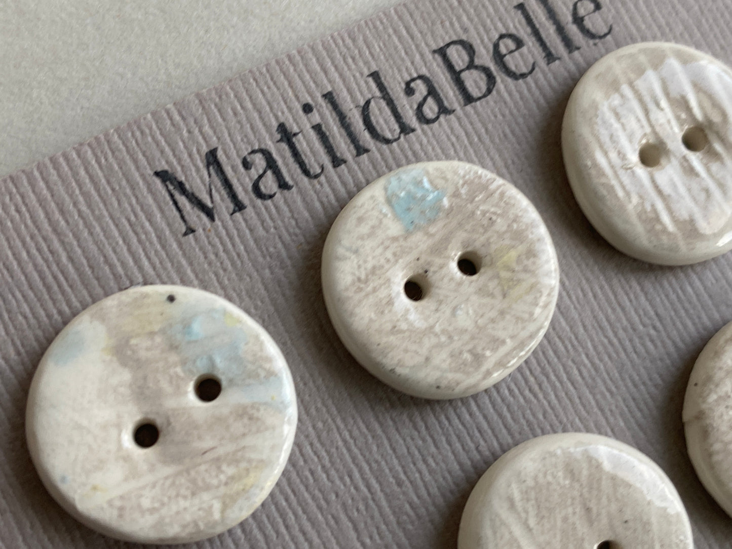 Buttons set of Six 18mm Handmade Round Ceramic Buttons