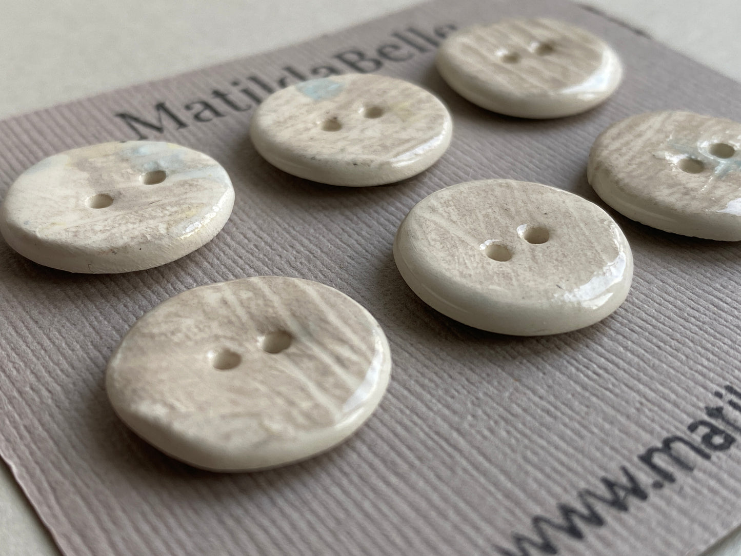 Buttons set of Six 18mm Handmade Round Ceramic Buttons