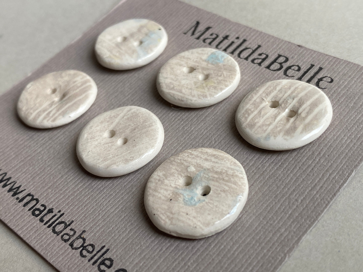 Buttons set of Six 18mm Handmade Round Ceramic Buttons