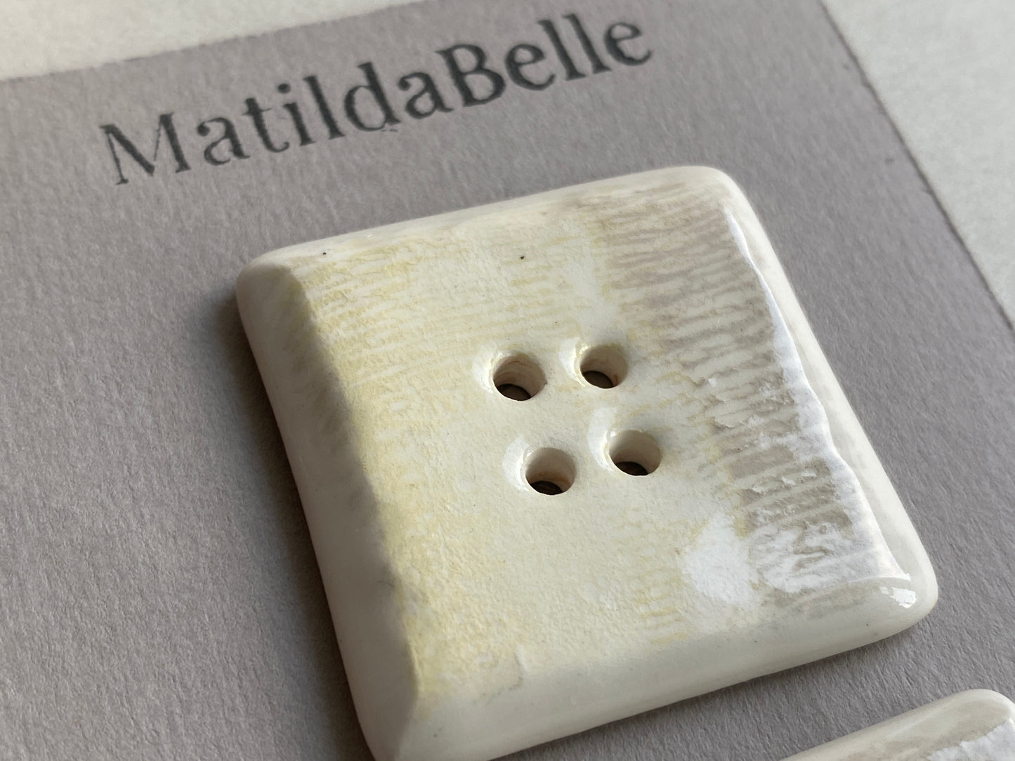 Button set of two extra large 36mm square Handmade Ceramic Buttons