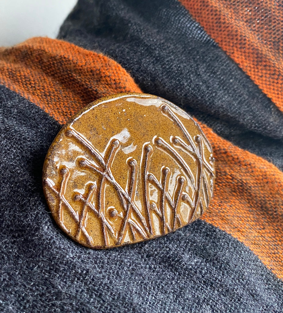 Handmade Ceramic Botanical Brooch choice of two colours