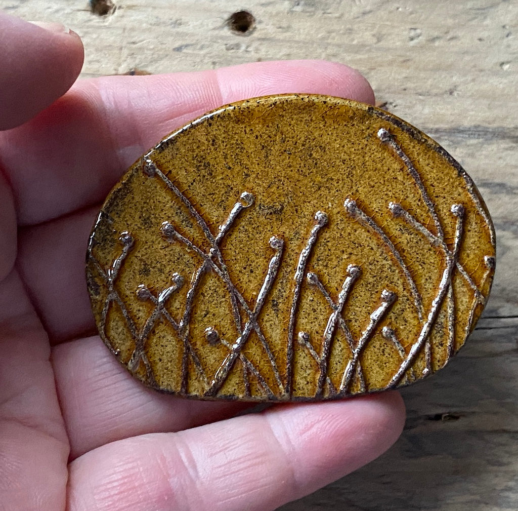 Handmade Ceramic Botanical Brooch choice of two colours