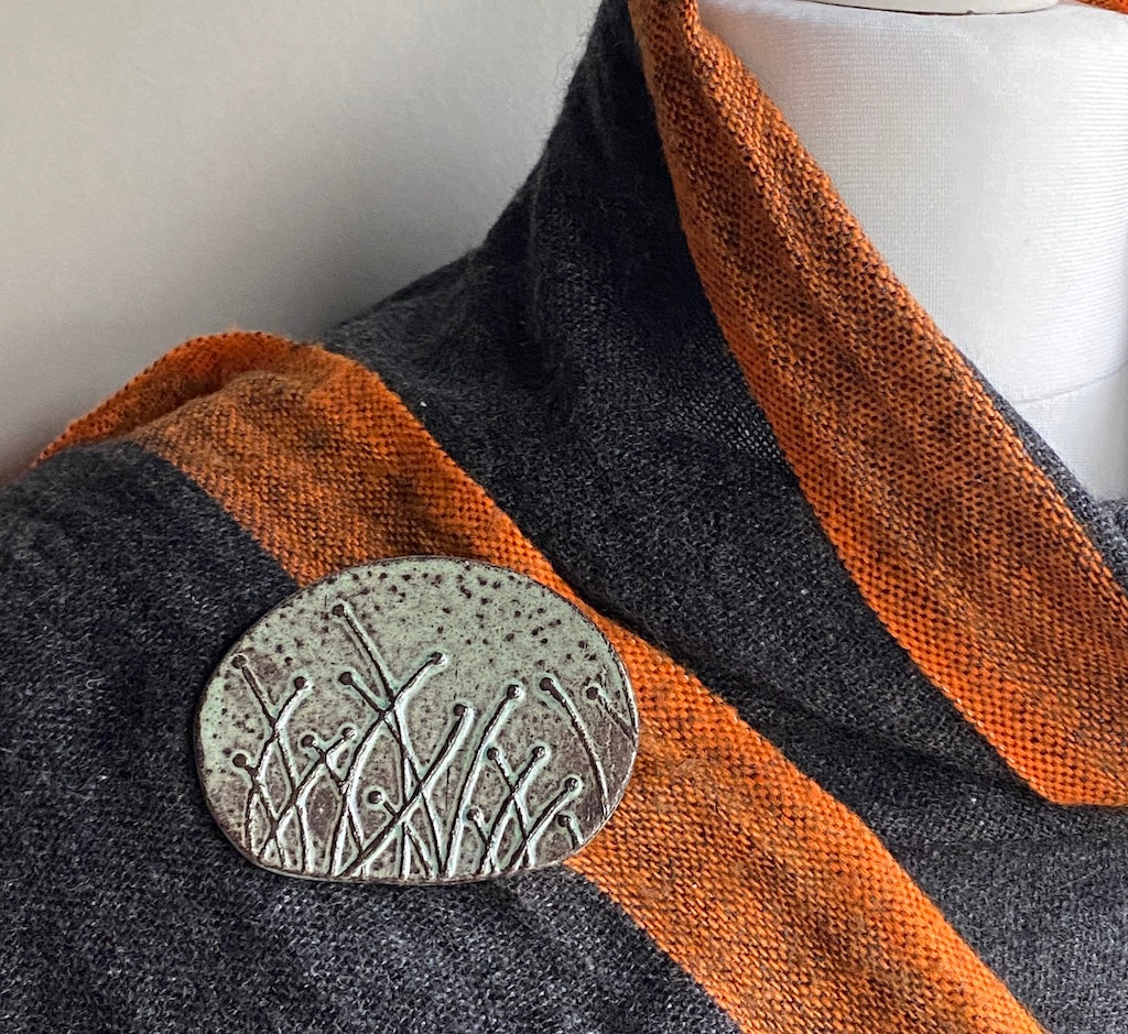 Handmade Ceramic Botanical Brooch choice of two colours