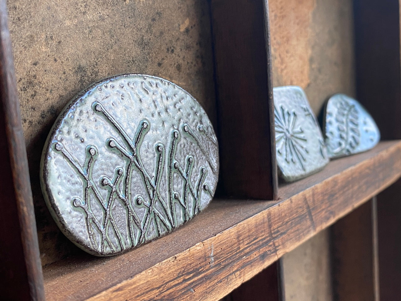 Handmade Ceramic Botanical Brooch choice of two colours