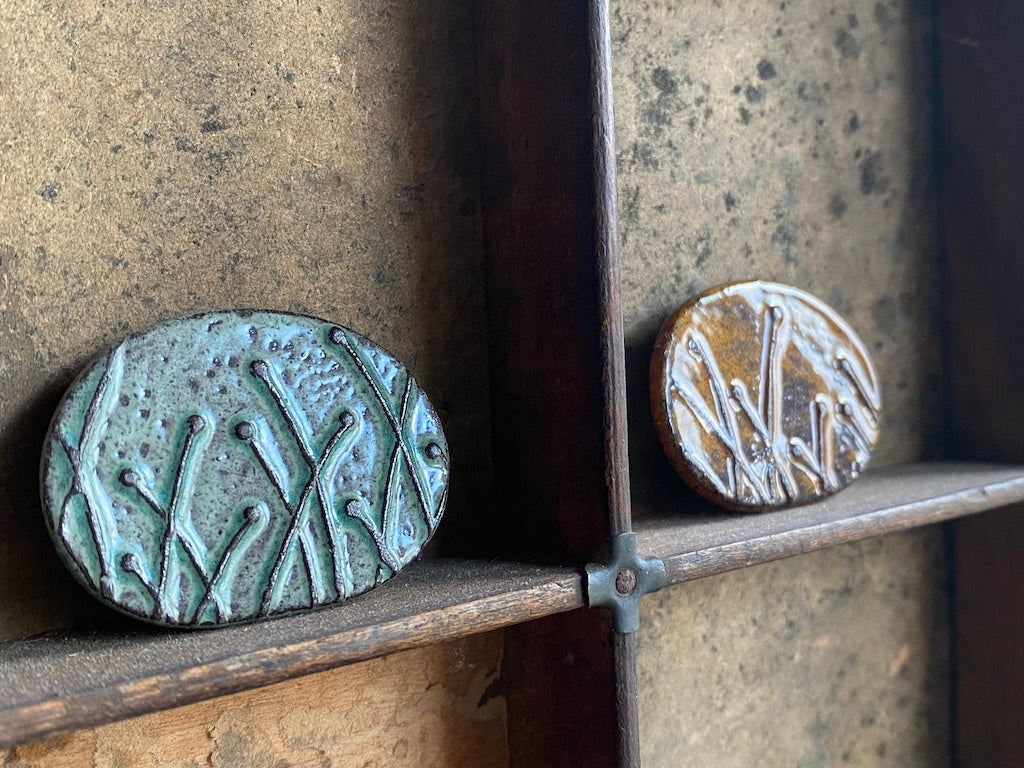 Handmade Ceramic Botanical Brooch choice of two colours