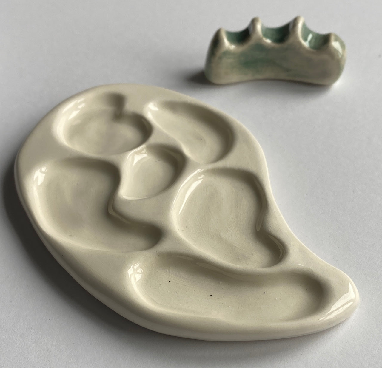 Ceramic Paint Palette with Brush Holder