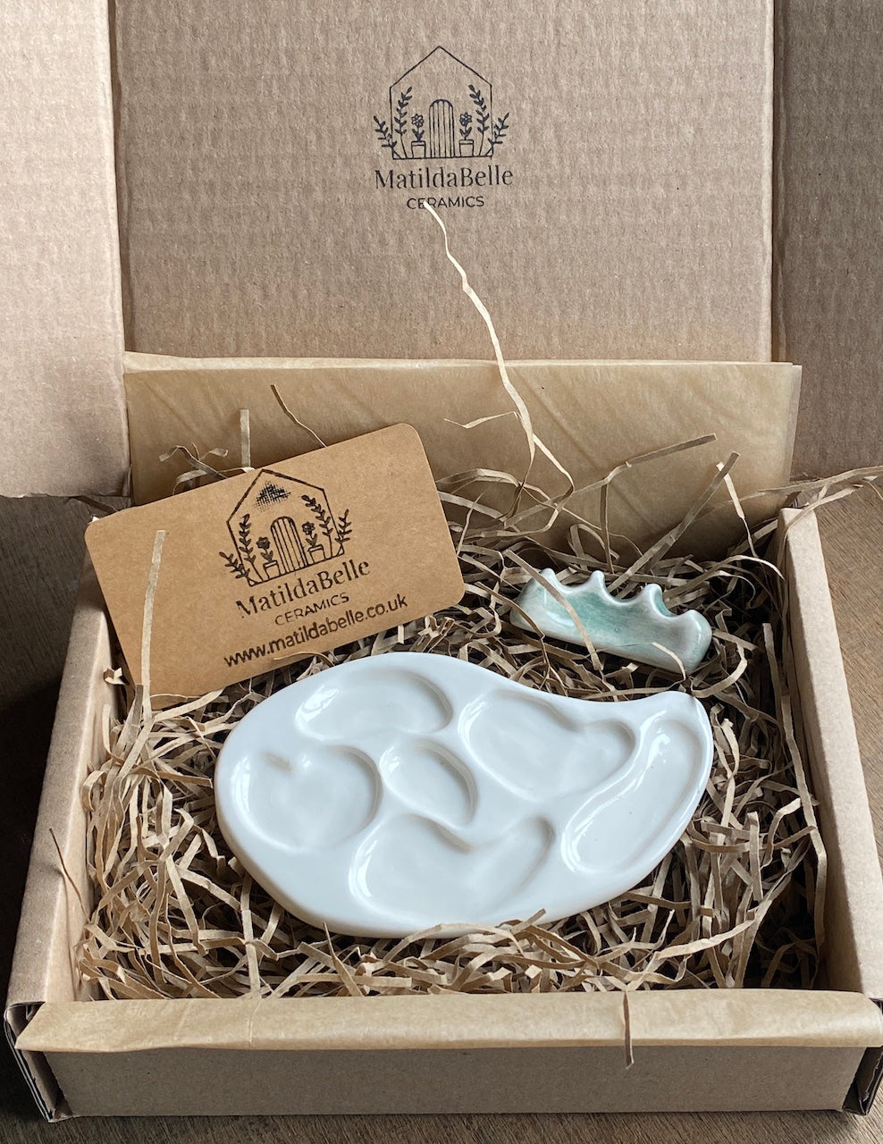 Ceramic Paint Palette with Brush Holder