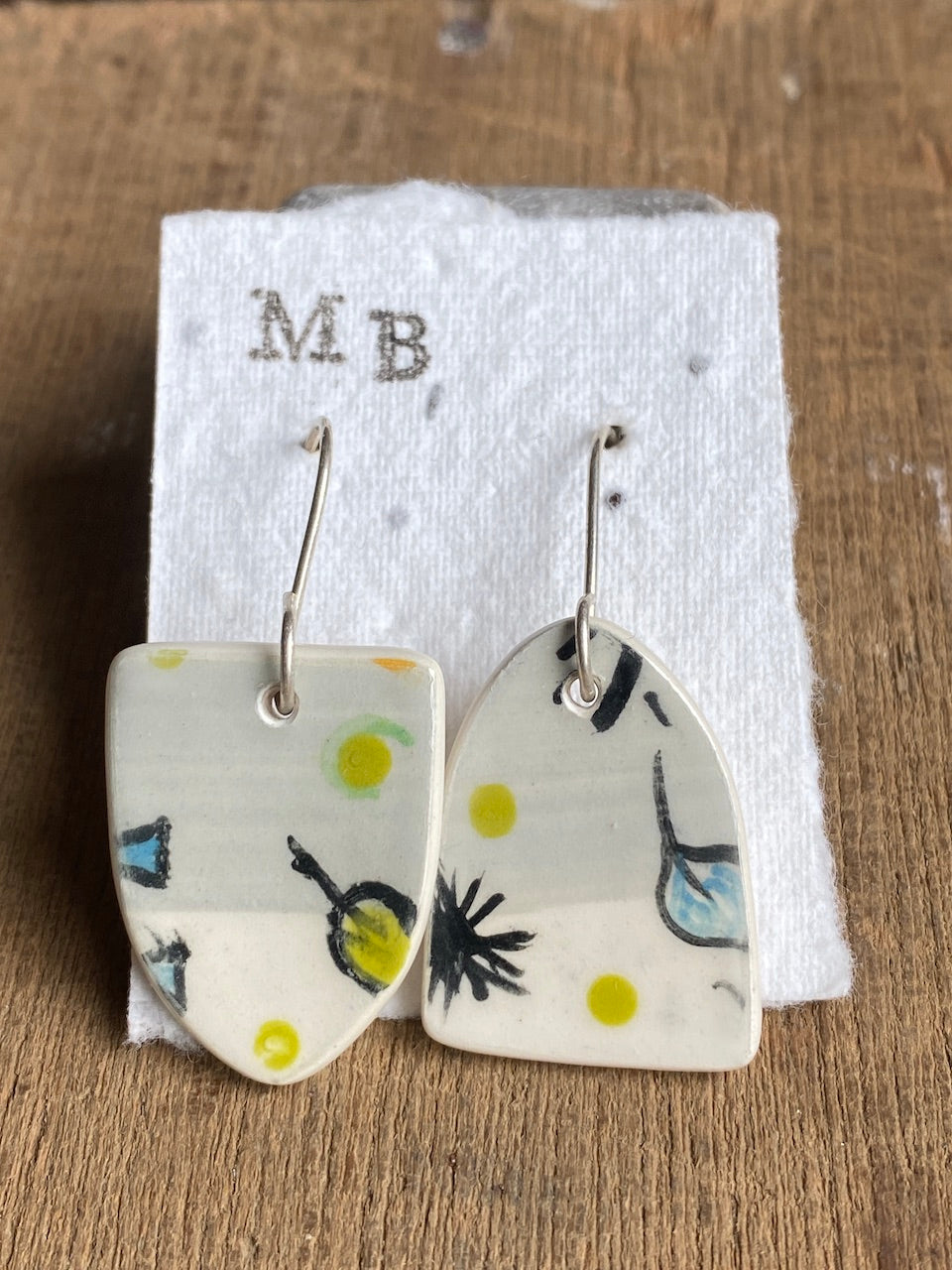 Botanical Pottery Drop Handmade Earrings on Silver - Exquisite Nature-inspired Jewellery