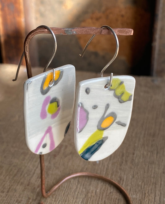 Botanical Pottery Drop Handmade Earrings on Silver - Exquisite Nature-inspired Jewellery