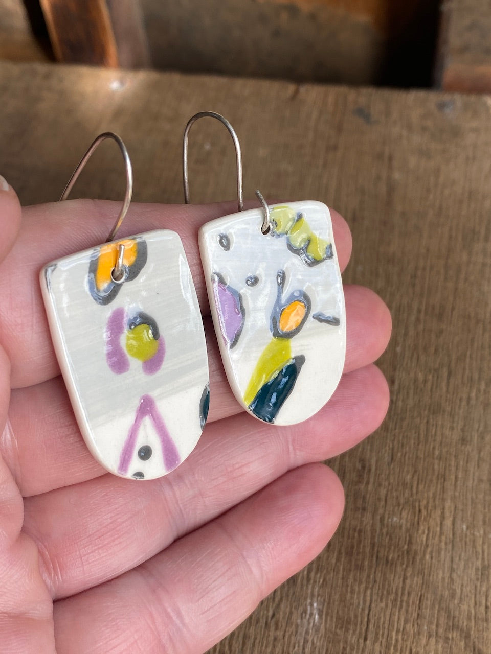 Botanical Pottery Drop Handmade Earrings on Silver - Exquisite Nature-inspired Jewellery