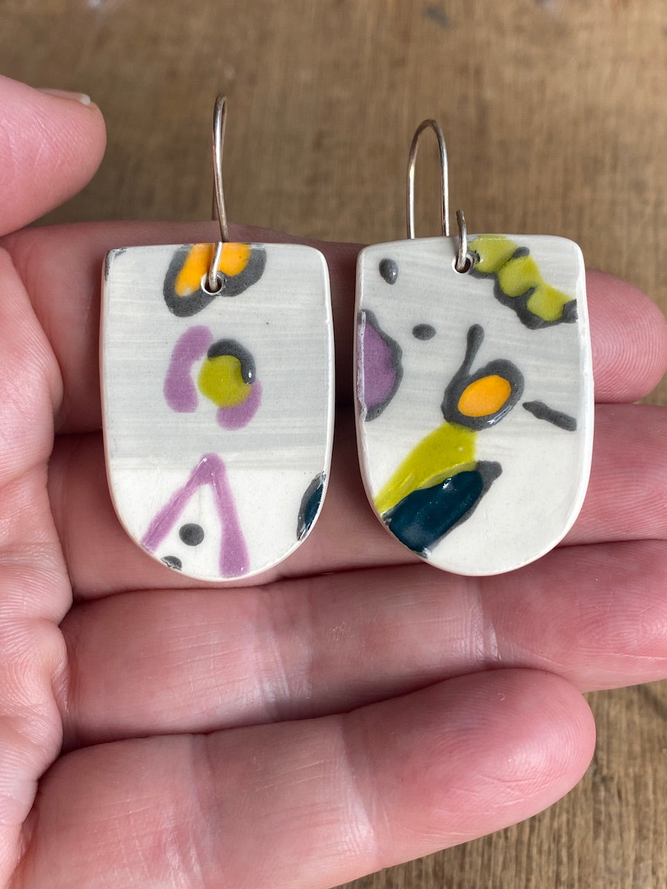 Botanical Pottery Drop Handmade Earrings on Silver - Exquisite Nature-inspired Jewellery