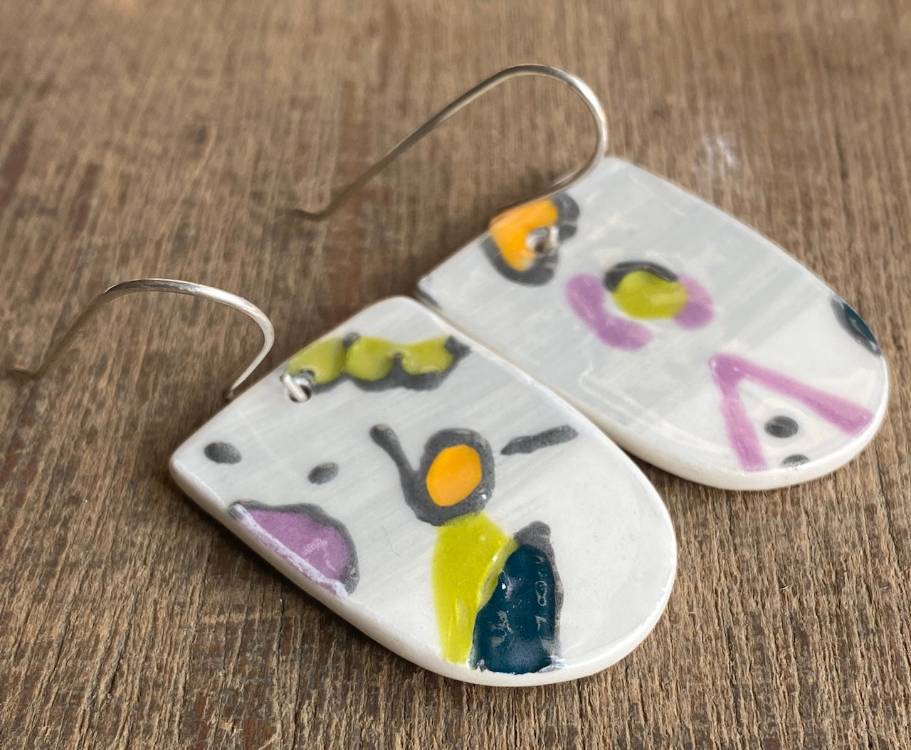 Botanical Pottery Drop Handmade Earrings on Silver - Exquisite Nature-inspired Jewellery