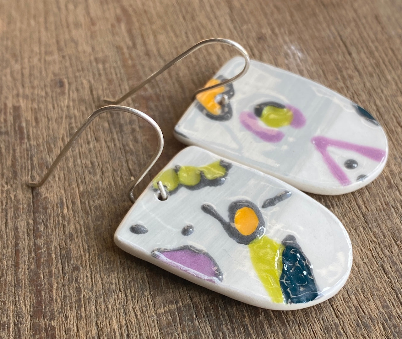 Botanical Pottery Drop Handmade Earrings on Silver - Exquisite Nature-inspired Jewellery