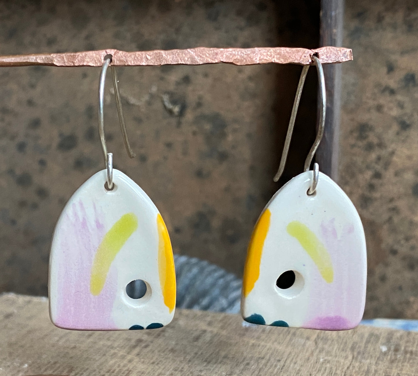 Handmade Ceramic Drop Earrings - Painterly Range, Lightweight & Comfortable, Beautifully Packaged