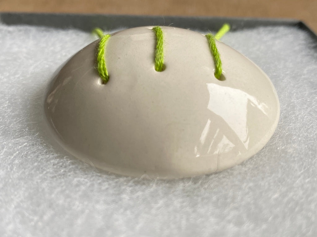 Handmade Contemporary Ceramic Pendant Necklace Lime and White