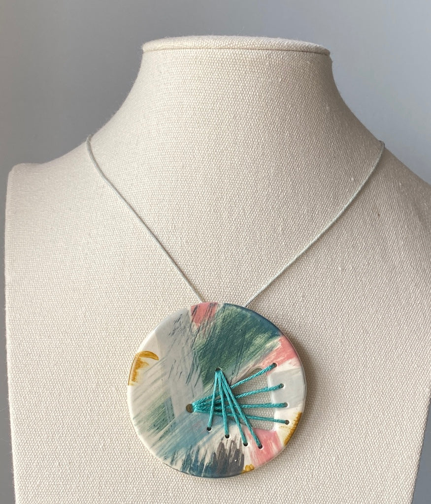 Handmade Ceramic Statement Pendant - Large Round *reduced