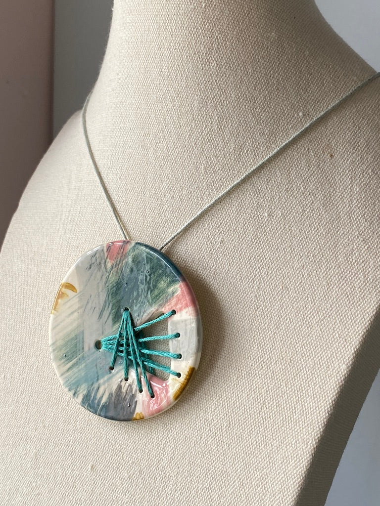 Handmade Ceramic Statement Pendant - Large Round *reduced