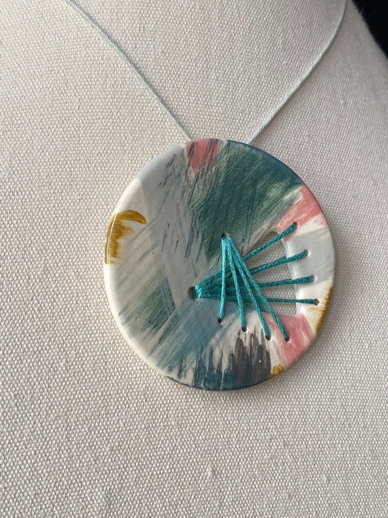 Handmade Ceramic Statement Pendant - Large Round *reduced