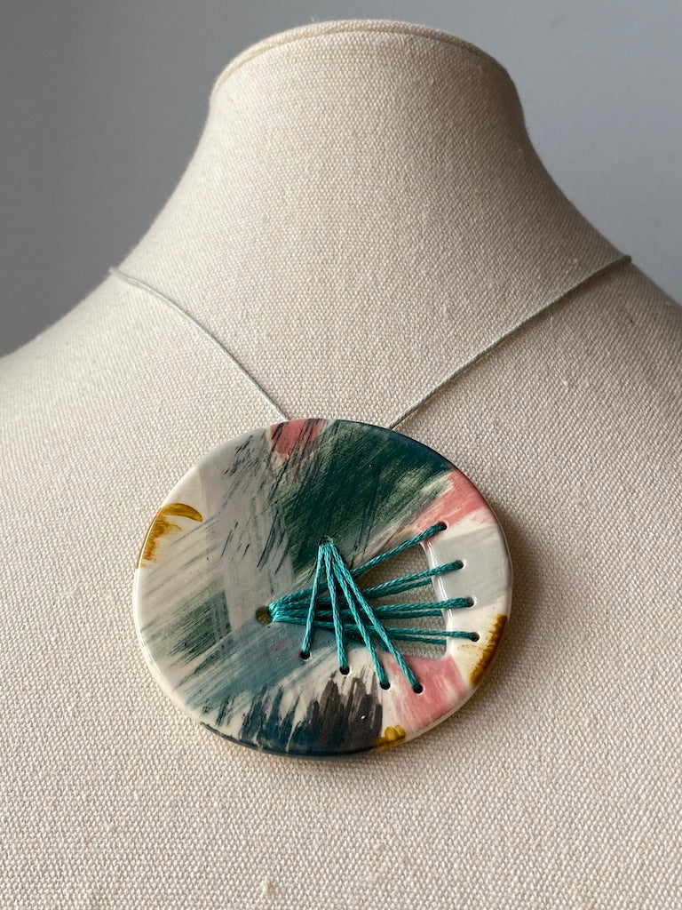 Handmade Ceramic Statement Pendant - Large Round *reduced