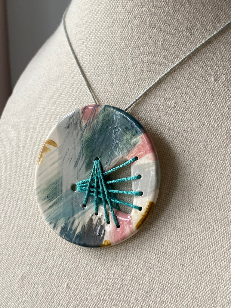 Handmade Ceramic Statement Pendant - Large Round *reduced