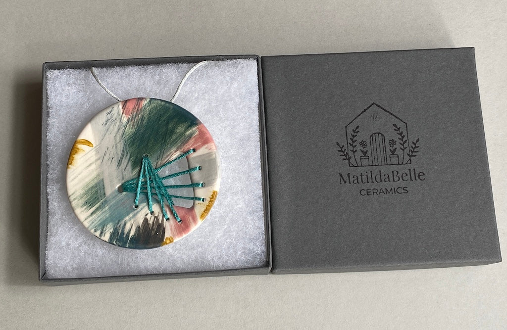 Handmade Ceramic Statement Pendant - Large Round *reduced