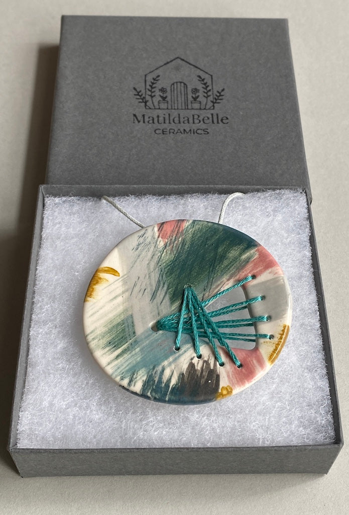 Handmade Ceramic Statement Pendant - Large Round *reduced