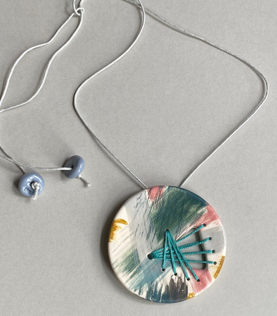 Handmade Ceramic Statement Pendant - Large Round *reduced